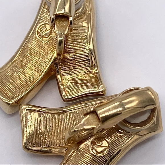 Swarovski Crystal Pave and Baguette Gold Earrings - Picture 3 of 4